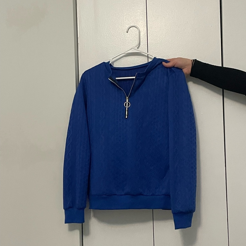 Blue Quarter-Zip Sweater